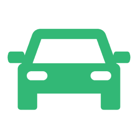 Icon of a car in solid green color.