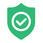 Green shield with a checkmark symbolizing security or protection.
